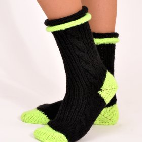 Ponožky černá + neonově zelená X žlutá