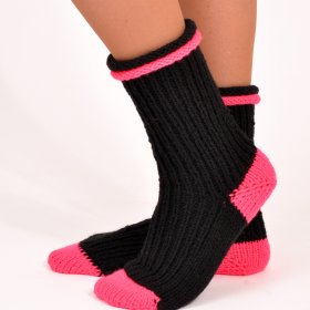 Ponožky černá + neonově růžová