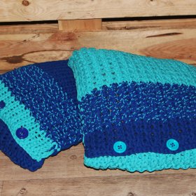 Pletený polštář - Tyrkys & Blue